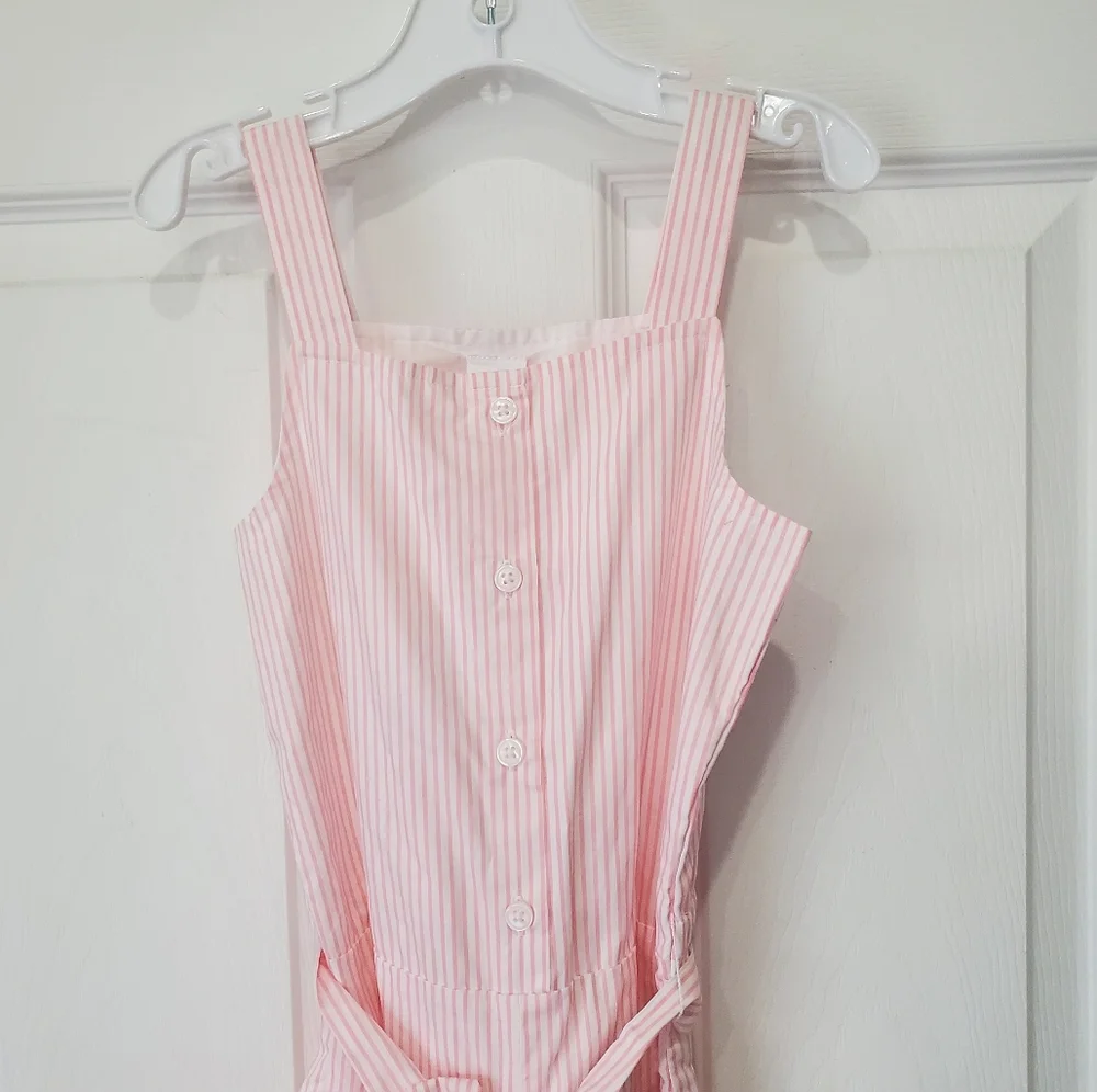 Gymboree Girls Pink Striped Sleeveless Jumpsuit Size 6 New